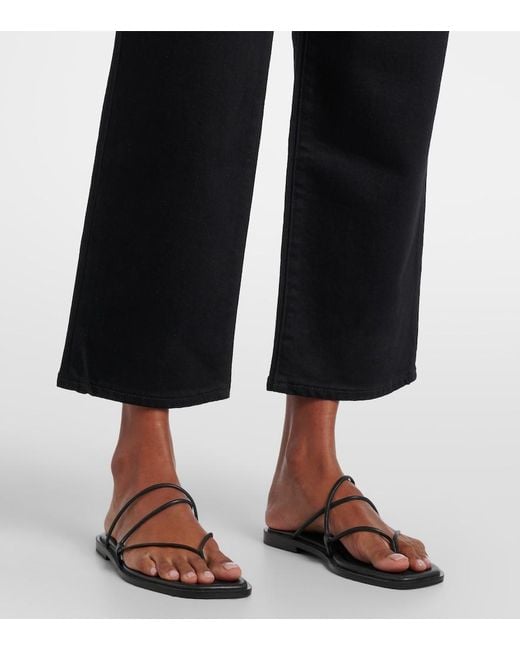 SLVRLAKE Denim Blue London Mid-Rise Cropped Straight Jeans