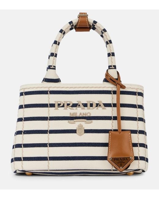 Prada White Jardiniere Mini Canvas Tote Bag