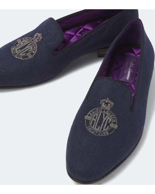 Ralph Lauren Blue Alonzo Embroidered Linen Loafers for men
