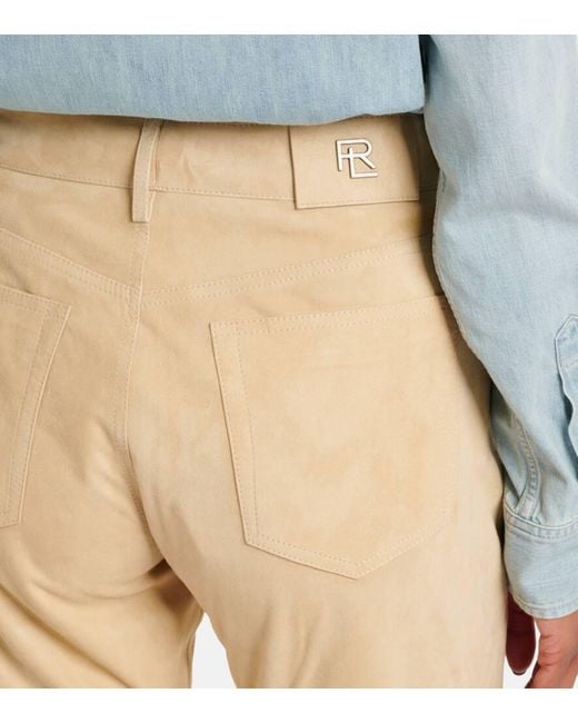 Ralph Lauren Natural Scottie Low-Rise Leather Straight Pants