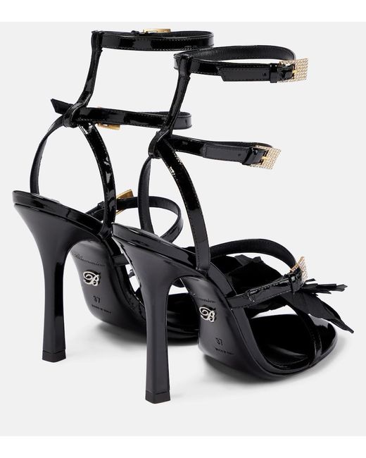 Blumarine Black Embellished Patent Leather Sandals