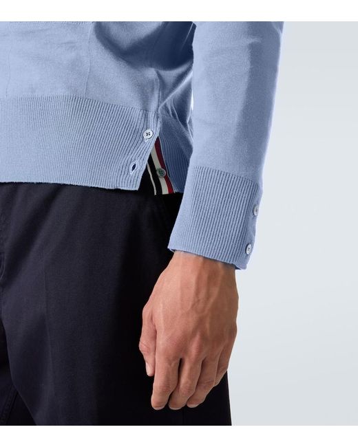 Thom Browne Blue 4-Bar Virgin Wool Cardigan for men