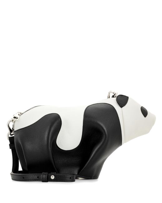 Loewe Black Schultertasche Panda Mini aus Leder