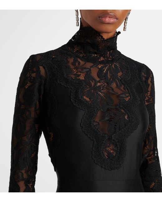 Rabanne Black Maxikleid Mit Spitze