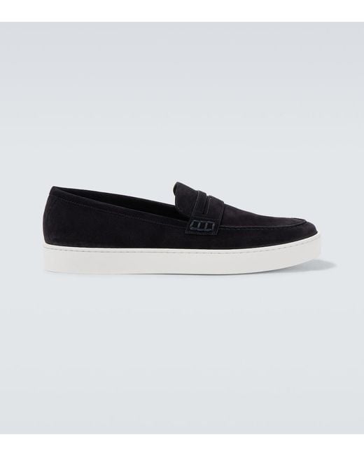 Manolo Blahnik Black Ellis Suede Penny Loafers for men