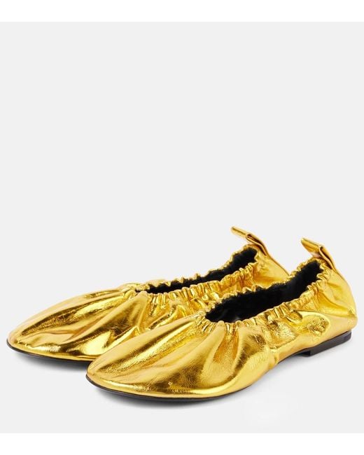 Jil Sander Yellow Leather Ballet Flats