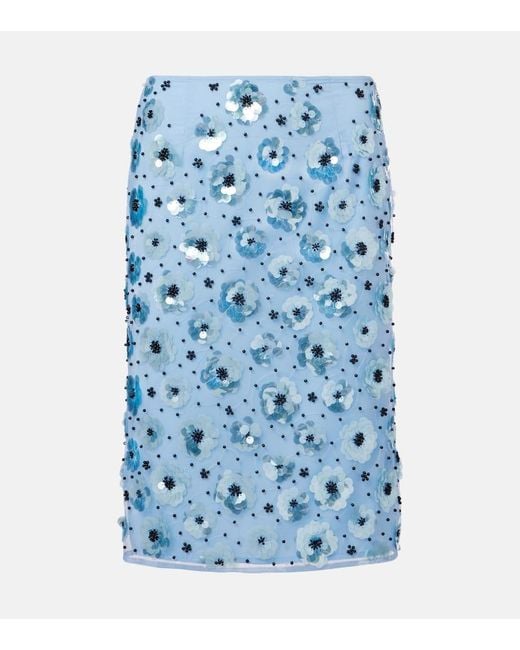 Mini-Jupe A Taille Haute Et A Fleurs ROTATE BIRGER CHRISTENSEN en coloris Blue