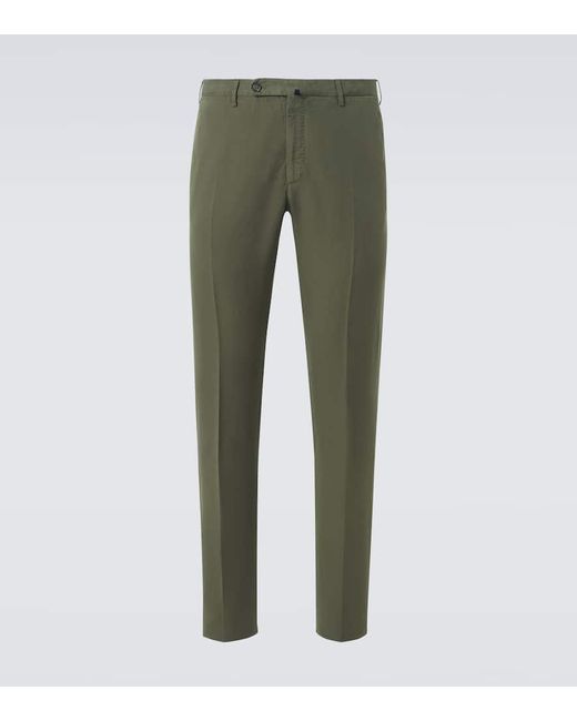 Pantalones Rectos De Lino Y Algodon Incotex de hombre de color Green