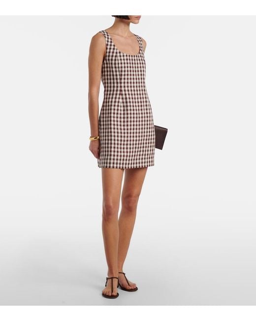 Posse White Sadie Gingham Linen Minidress