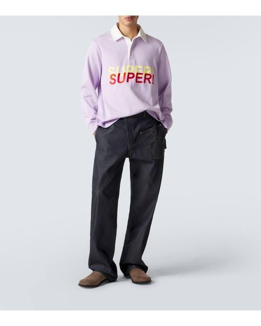 J.W. Anderson Gray Embroidered Cotton Jersey Polo Shirt for men