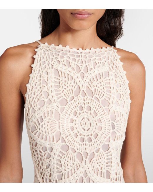 Staud Natural Mini Whimsy Crochet Cotton Minidress