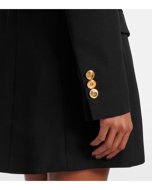 Versace Black Double-Breasted Wool Minidress