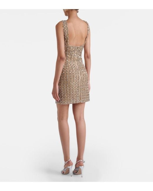 La Fuori Natural Gilded Crystal-Embellished Minidress