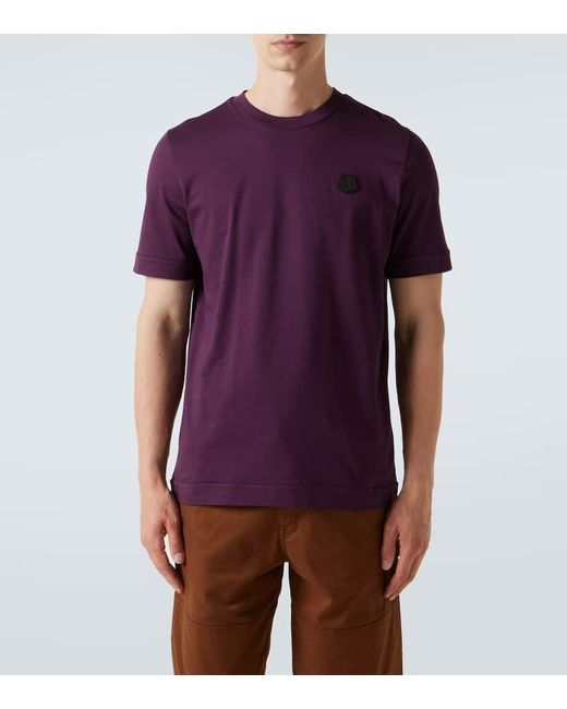 Moncler Purple Logo Cotton Jersey T-Shirt for men