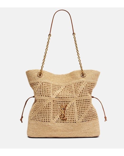 Saint Laurent Natural Jamie Cassandre Raffia Tote Bag