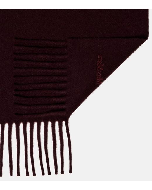 Max Mara Purple Logo Wool Scarf