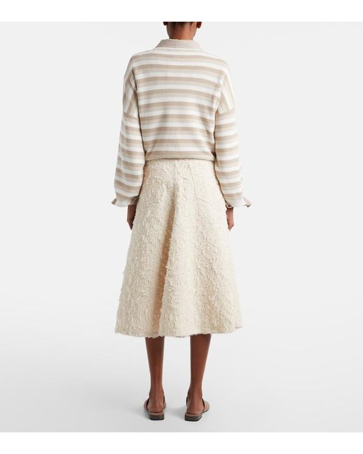 Brunello Cucinelli White Denim Midi Skirt