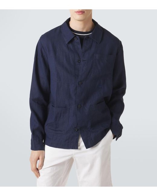 Vilebrequin Blue Linen Overshirt for men