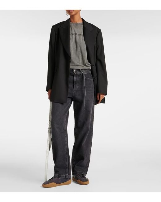 Acne Blue Sneakers Aus Leder Und Veloursleder