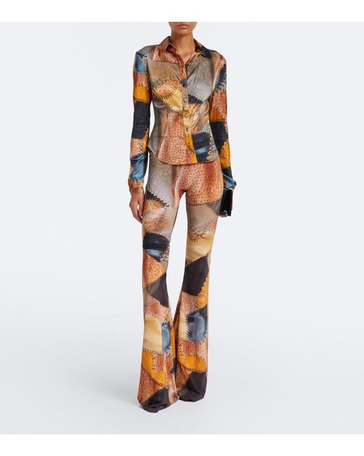Roberto Cavalli Brown Trompe L'Oil Flared Pants