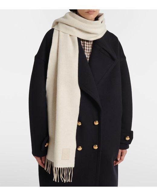 Loewe White Wool And Cashmere Scarf