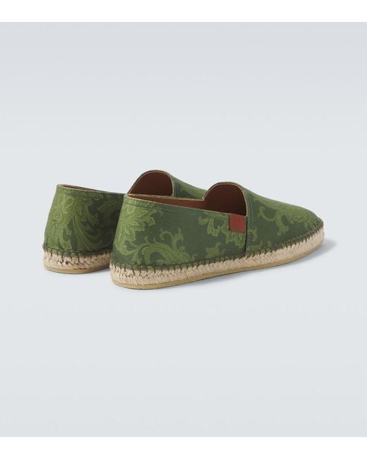 Etro Green Paisley Gabardine Espadrilles for men