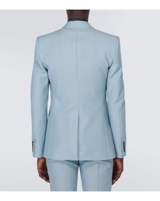Blazer da abito in lana e mohair di Alexander McQueen in Blue da Uomo
