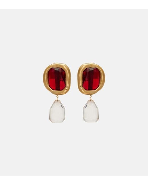 Givenchy Red Embellished Drop Earrings