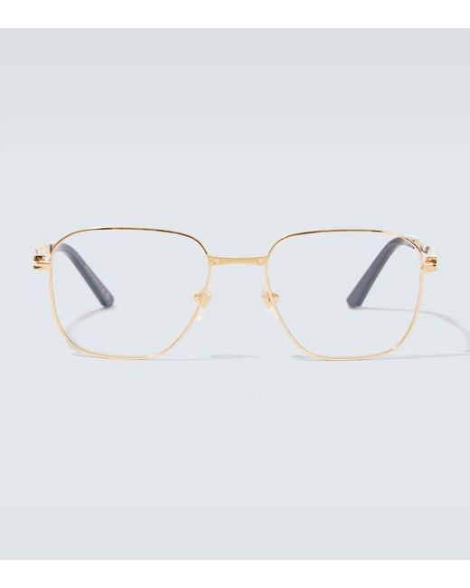 Cartier Metallic Santos De Cartier Square Glasses for men