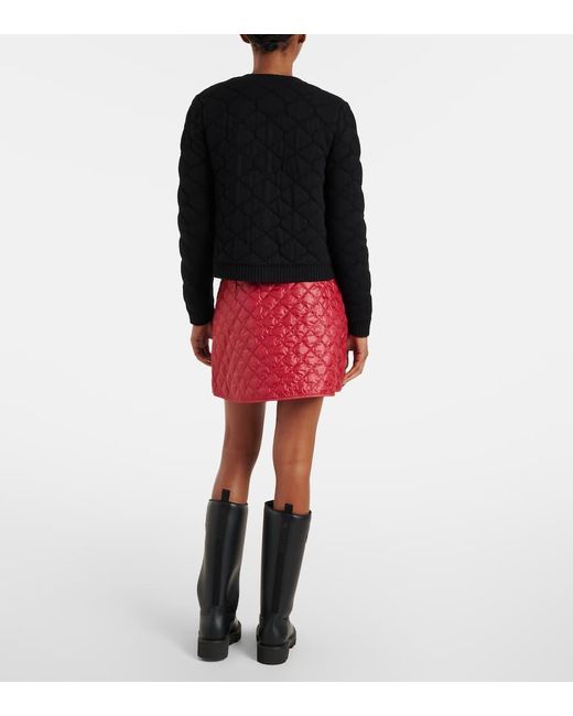 Moncler Black Logo Quilted Wool-Blend Cardigan