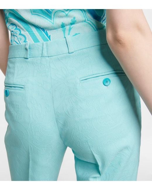 Etro Blue High-Rise Straight Pants