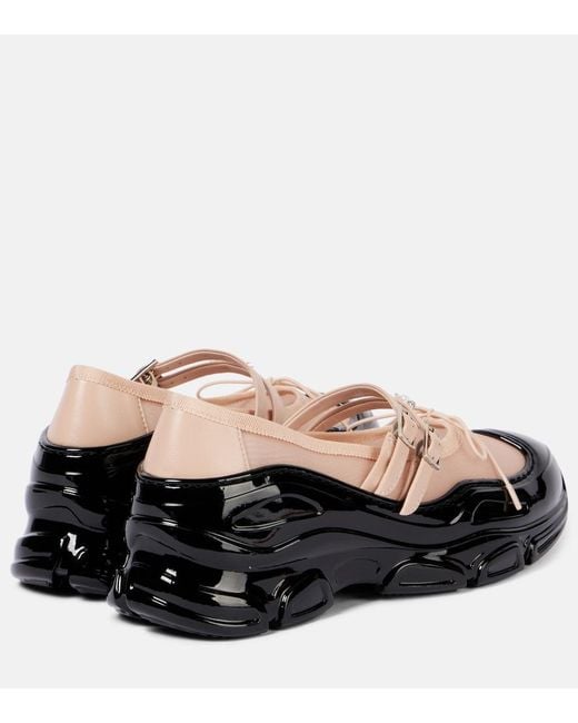 Simone Rocha Black Tracker Leather-Trimmed Mary Jane Flats
