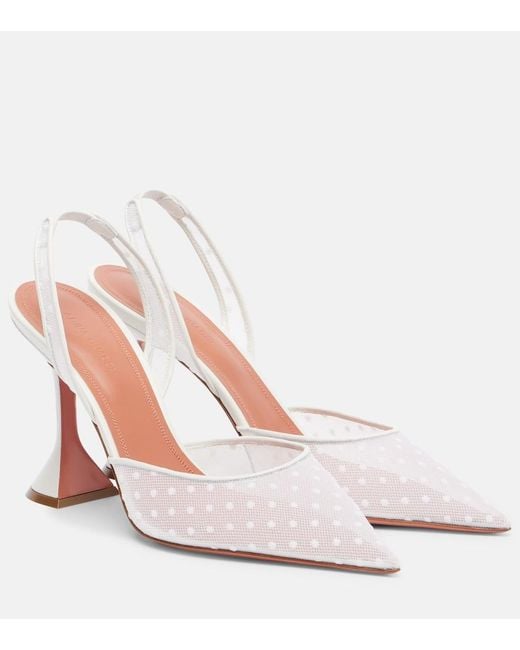 AMINA MUADDI Pink Holli 95 Point D'Esprit Slingback Pumps