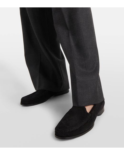 The Row Black Ruth Suede Loafers