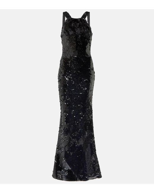 Roland Mouret Black Sequined Gown