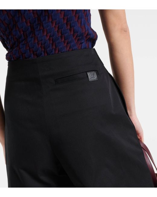 Loewe Black Pleated Cotton Shorts