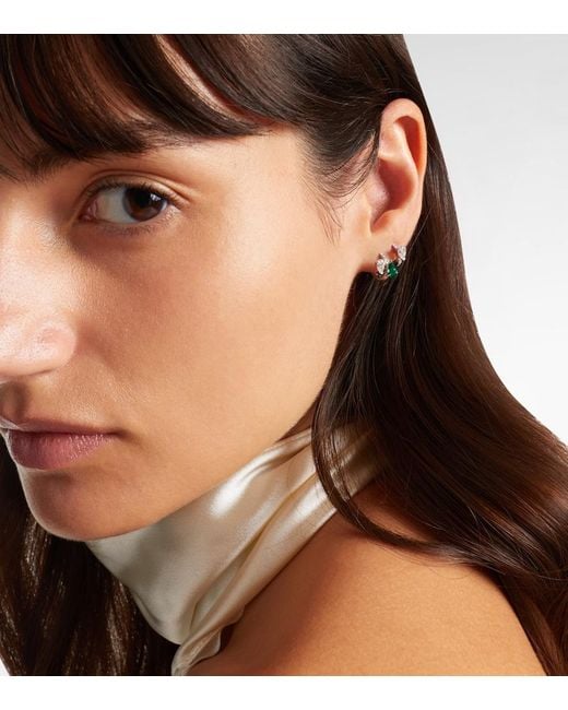 Repossi White Serti Sur Vide 18Kt Single Earring With Diamonds And Emerald
