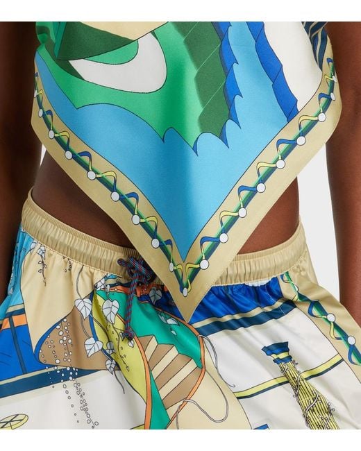 Tory Burch Blue Printed Silk Top