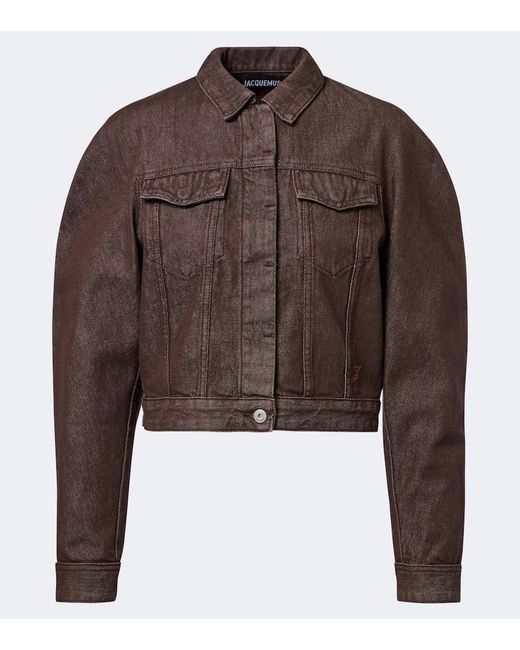 Jacquemus Brown Ovalo Cropped Denim Jacket