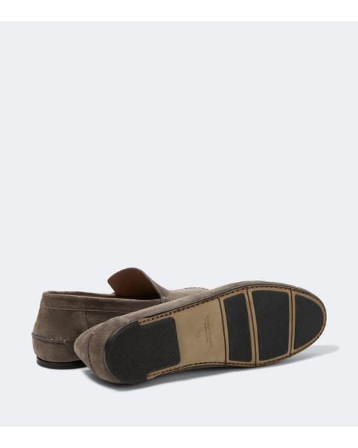 Manolo Blahnik Gray Alder Suede Loafers for men