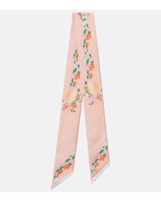 Chloé Pink Printed Silk Scarf