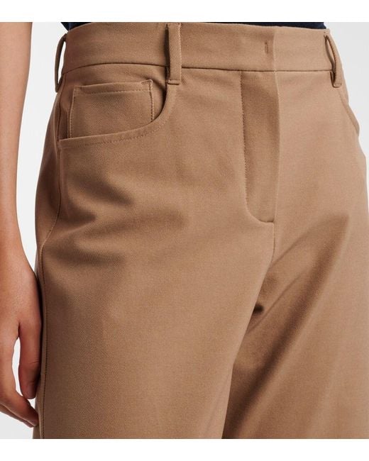 Max Mara Brown Cotton-Blend Wide-Leg Pants