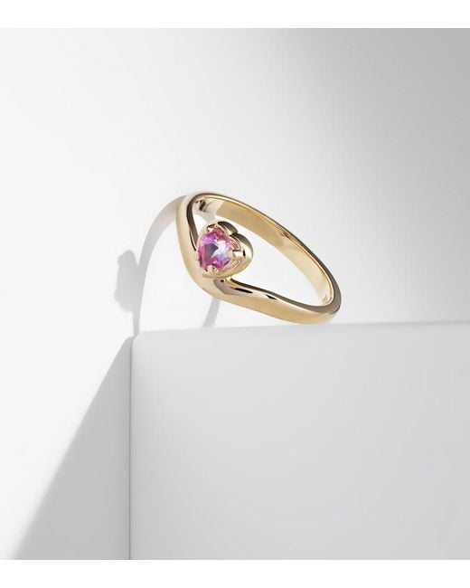 STONE AND STRAND White Sweetheart Bonbon Merge 10Kt Ring With Tourmaline