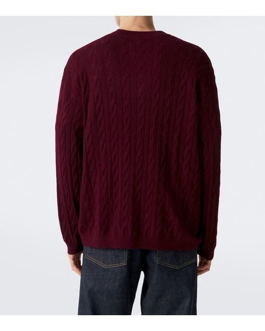 Lisa Yang Red Oskar Cable-Knit Cashmere Sweater for men