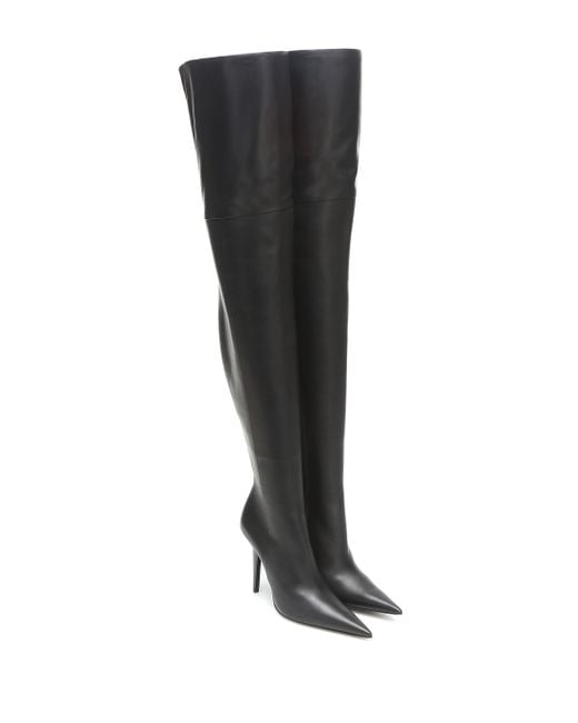 Balenciaga Black Knife Shark Over-the-knee Leather Boots