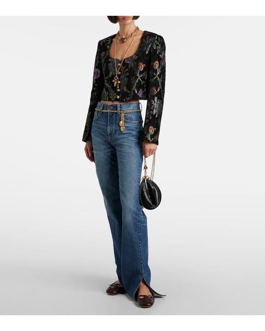 Chloé Black Cropped Embroidered Jacket