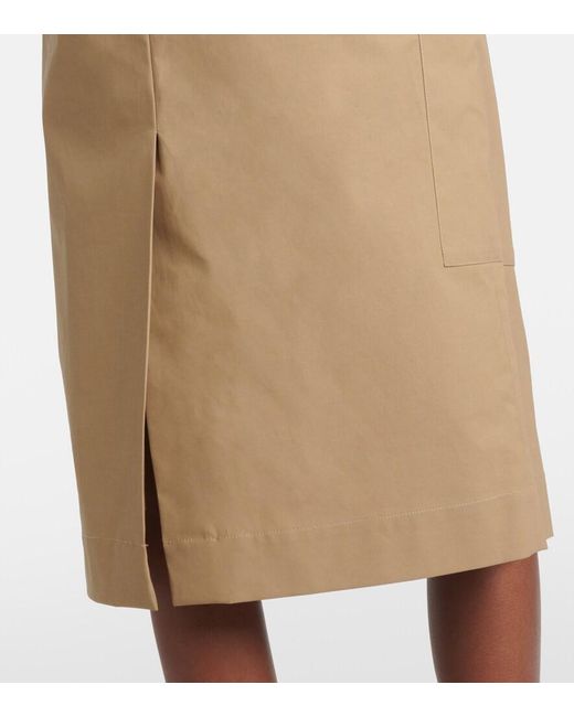 Tod's Natural Tie-Detail Coated Cotton Midi Skirt