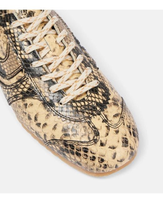 Dries Van Noten Metallic Snake-Effect Leather Sneakers