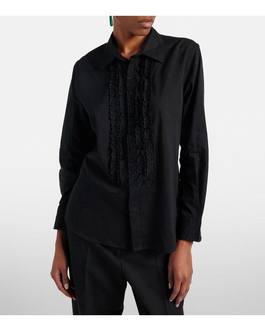 Nili Lotan Black Nathael Ruffled Cotton Shirt