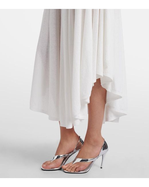 Alaïa White Semi-Sheer Asymmetric Cotton Crepe Skirt